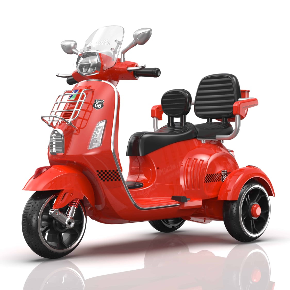 Megastar Ride on 12 v Bella Moto Duo Bike for 2 Kids with Parental RC