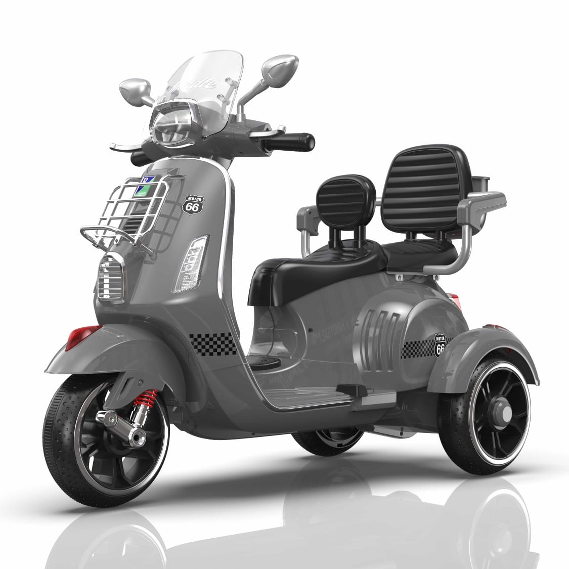 Megastar Ride on 12 v Bella Moto Duo Bike for 2 Kids with Parental RC
