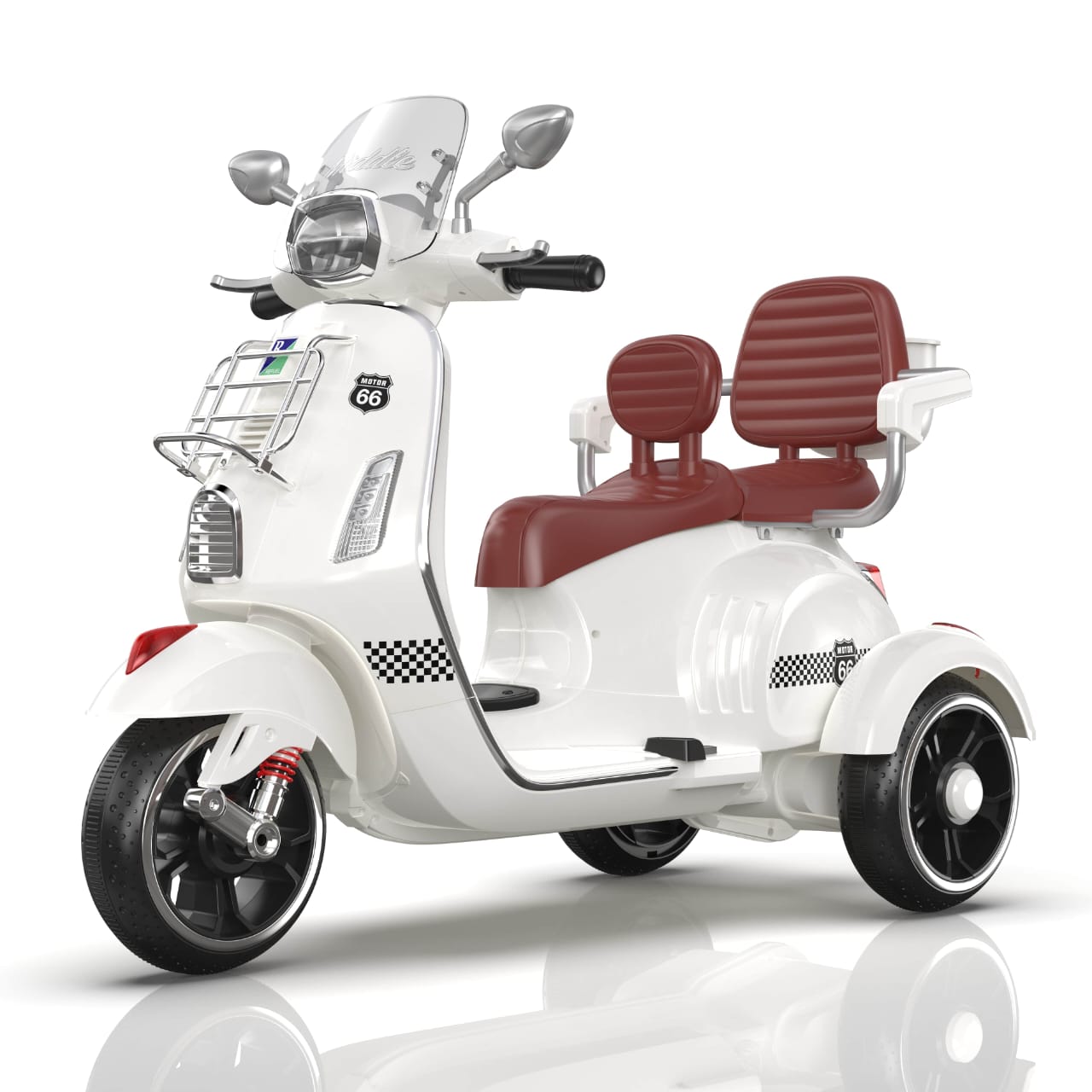 Megastar Ride on 12 v Bella Moto Duo Bike for 2 Kids with Parental RC