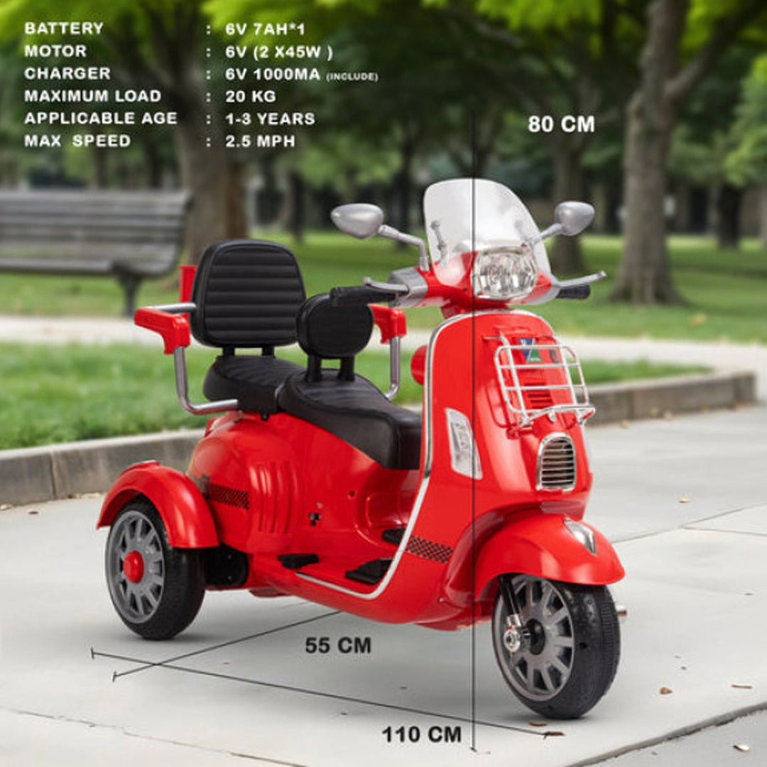 Megastar Ride on 12 v Bella Moto Duo Bike for 2 Kids with Parental RC