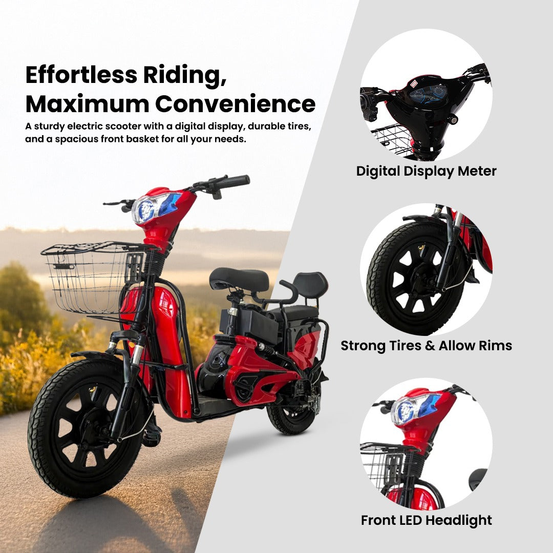 Megawheels Electric Bike Wind Horse M2 Powerful Electric Scooter with 48W Battery, 16" Tire Ebike with Seat for Adults