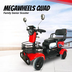 Megawheels Quad Family Senior Electric Scooter With 4 Wheels and Sliding Seats for Parent Child Grandparents 48 V