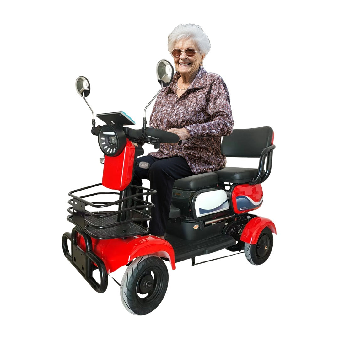 Megawheels Quad Family Senior Electric Scooter With 4 Wheels and Sliding Seats for Parent Child Grandparents 48 V