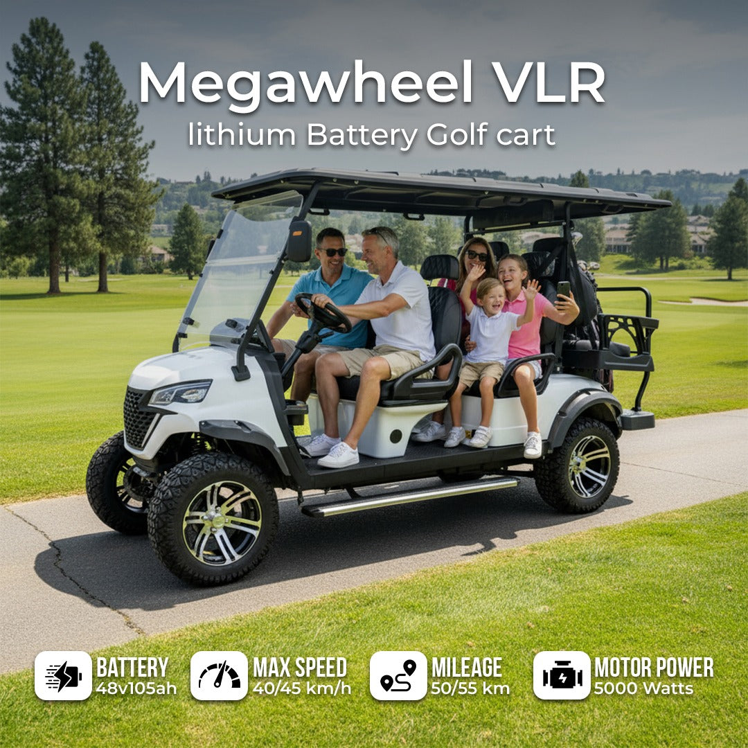 Megawheel VLR Lithium Battery Golf Cart 4+2 Seater Features