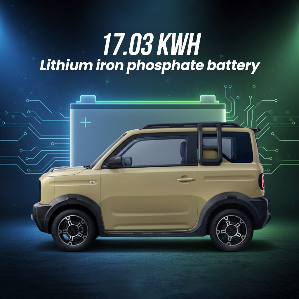 Beige electric Car with Lithium iron phosphate battery