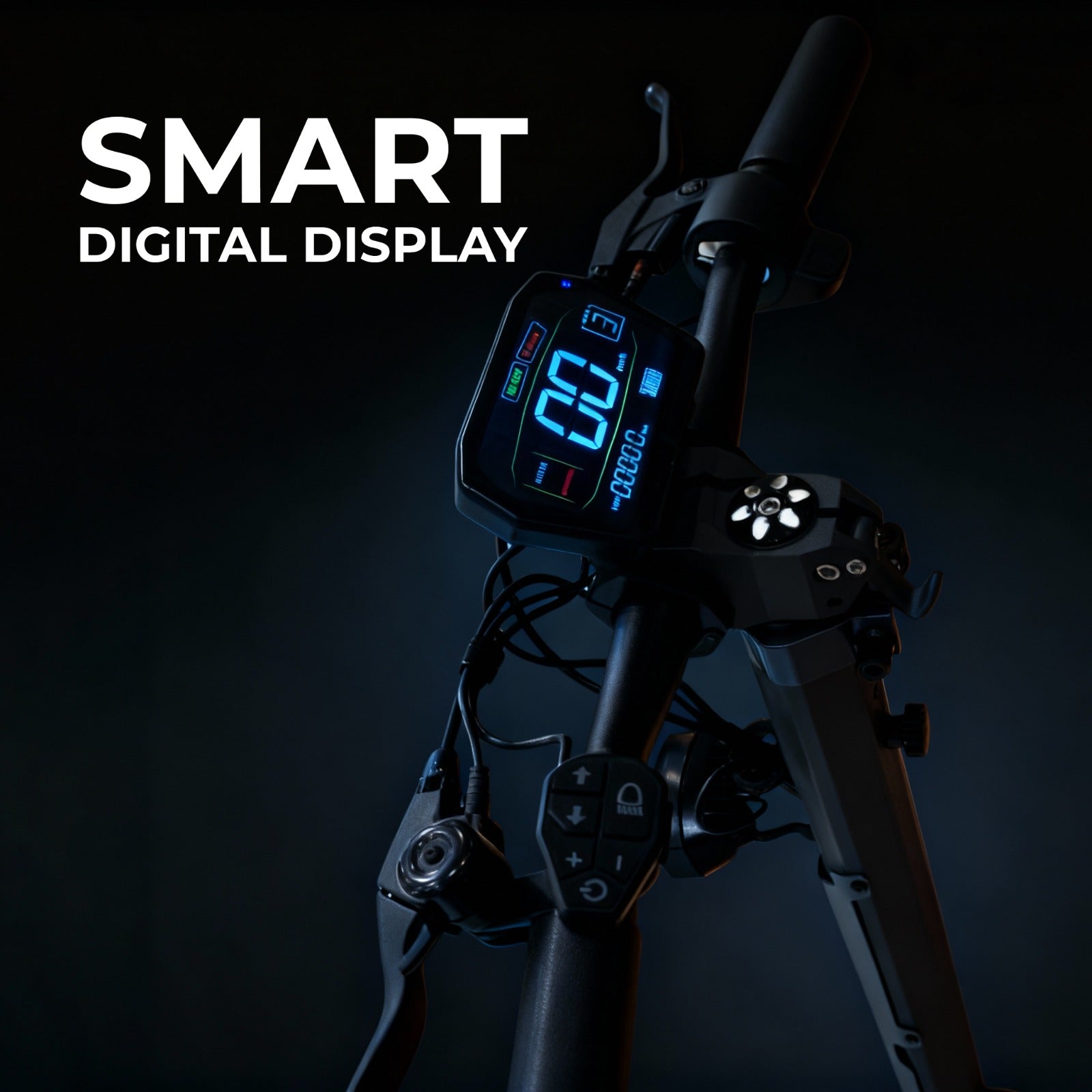 Smart digital display on a bicycle handlebar