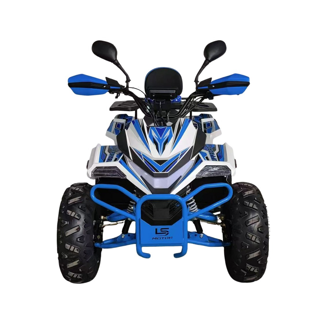 Front view of Blue ATV Quad Bike 135 cc Fully Automatic