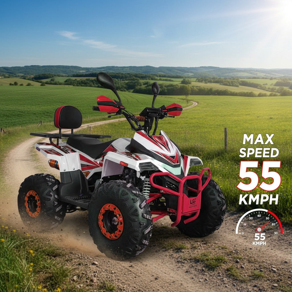Max Speed 55 KMph of Red ATV Quad Bike