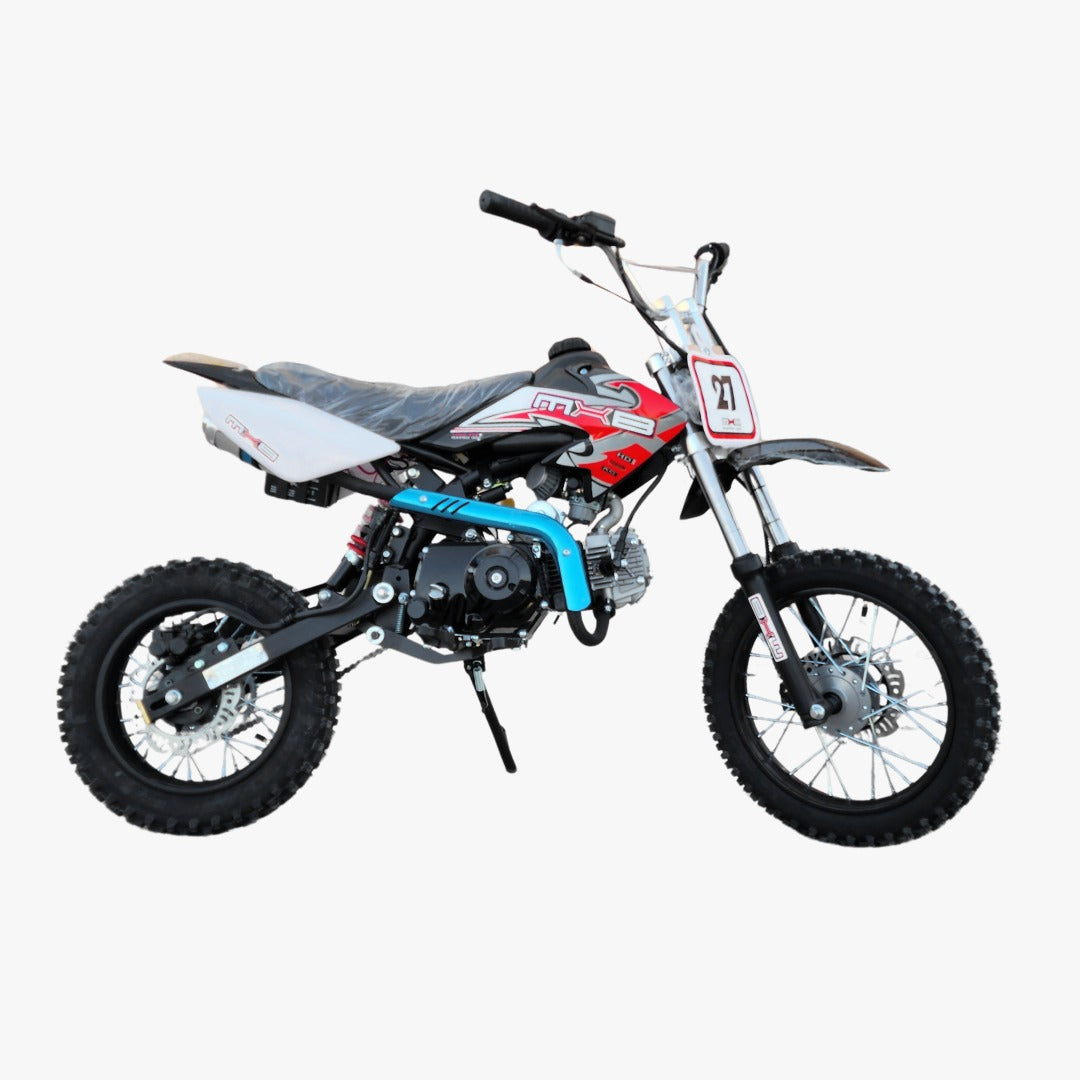 Side view of 125 CC Mud Rage Fully Automatic Dirt Cross Bike Key Start