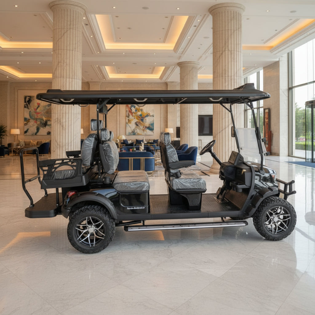 Megawheels Signature Lifted 6 Seater off roadGolf Cart Front Facing 60 V With Mag Wheels & Warranty