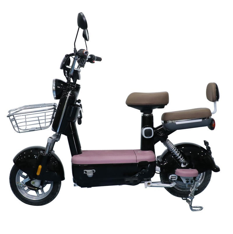 Black electric scooter with Brown seat 