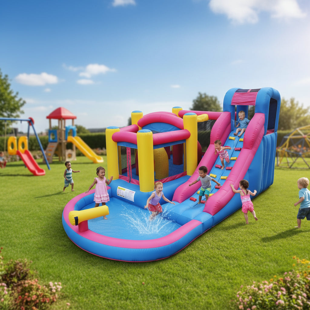 Kids Enjoy Inflatable Ultimate Backyard Fun Bounce & Slide