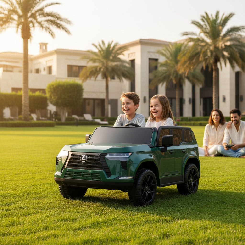 A Kids' Ride-on Dark Green Kids Lexus SUV Car