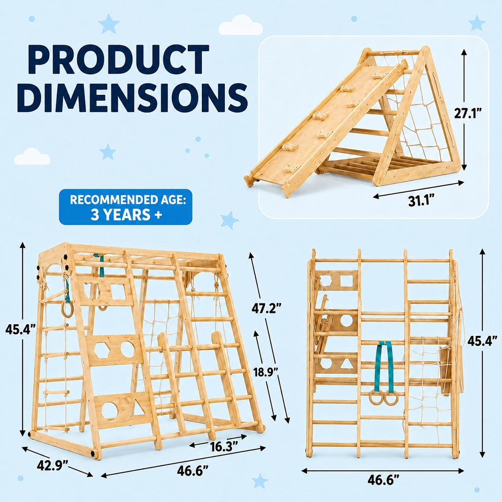 Customised Wooden Playground Foldable Climbing Set Product dimensions 