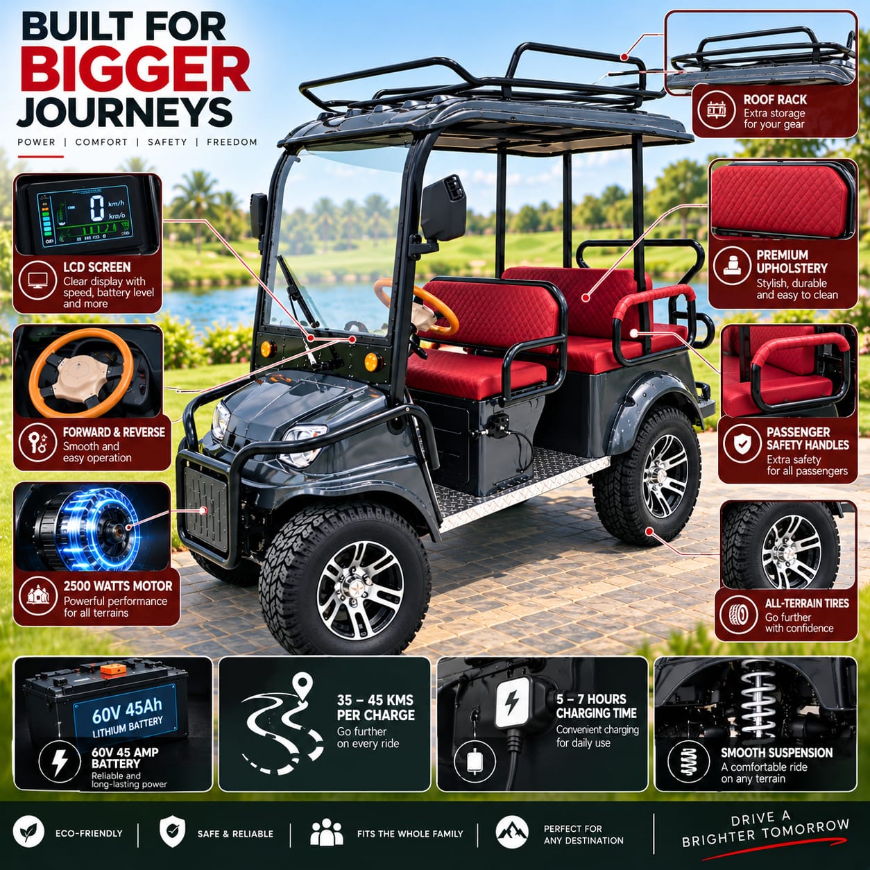 Megawheels CruiseMaster Electric Golf Cart Buggy 600X 4+2 Seater