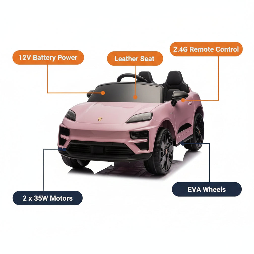 Pink toy car with information