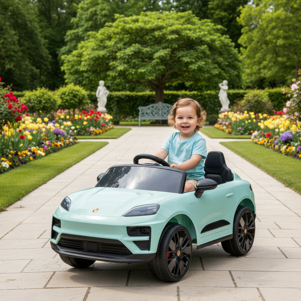 Light blue toy car with black details