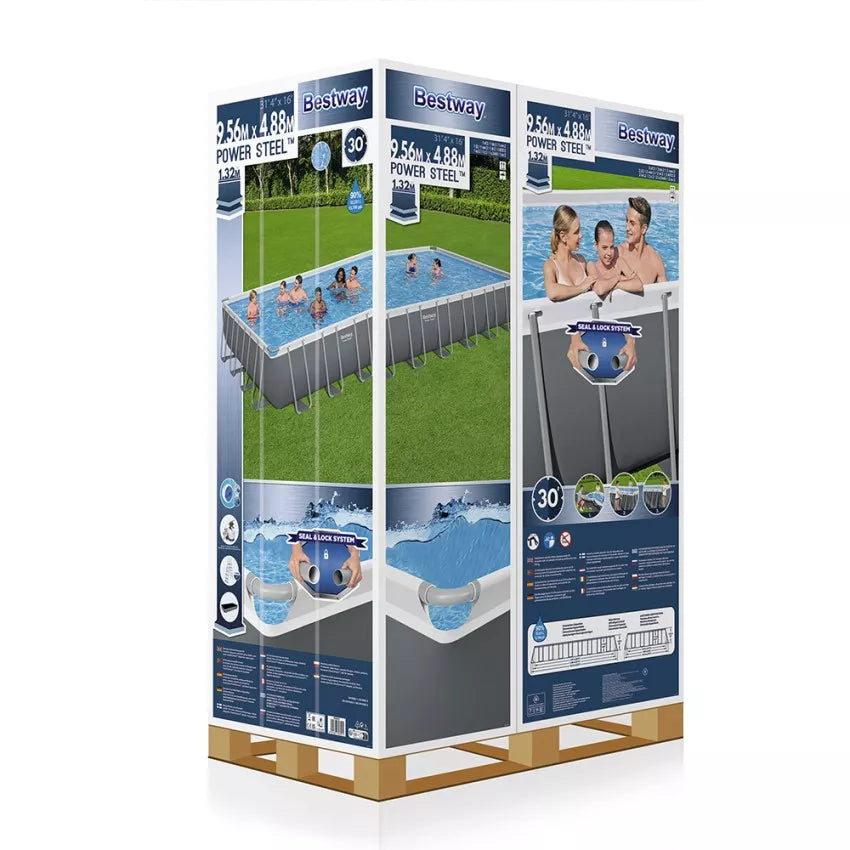 Bestway Power Steel Rectangular Pool Set 9.56m X 4.88m X 1.32m