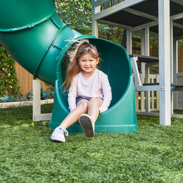 KidKraft Silver Sands Wooden Swing Set Treehouse with 2 levels at Rafplay, 561 x 334 x 269 cm