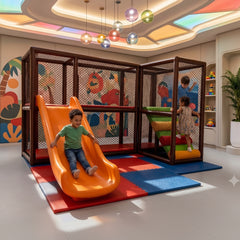 Kids enjoy and Playing with Indoor Adventure Playzone With Slide And Soft Play Area