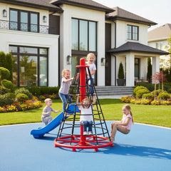 Kids playing on Climbing Orbit in the front of home