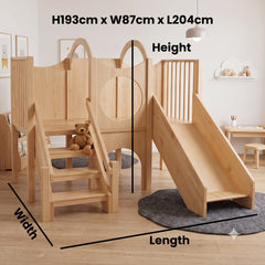Customised Wooden Indoor Climb and Slide Playset for Kids with Product Dimensions h 193 x w 87 x l 204 cm