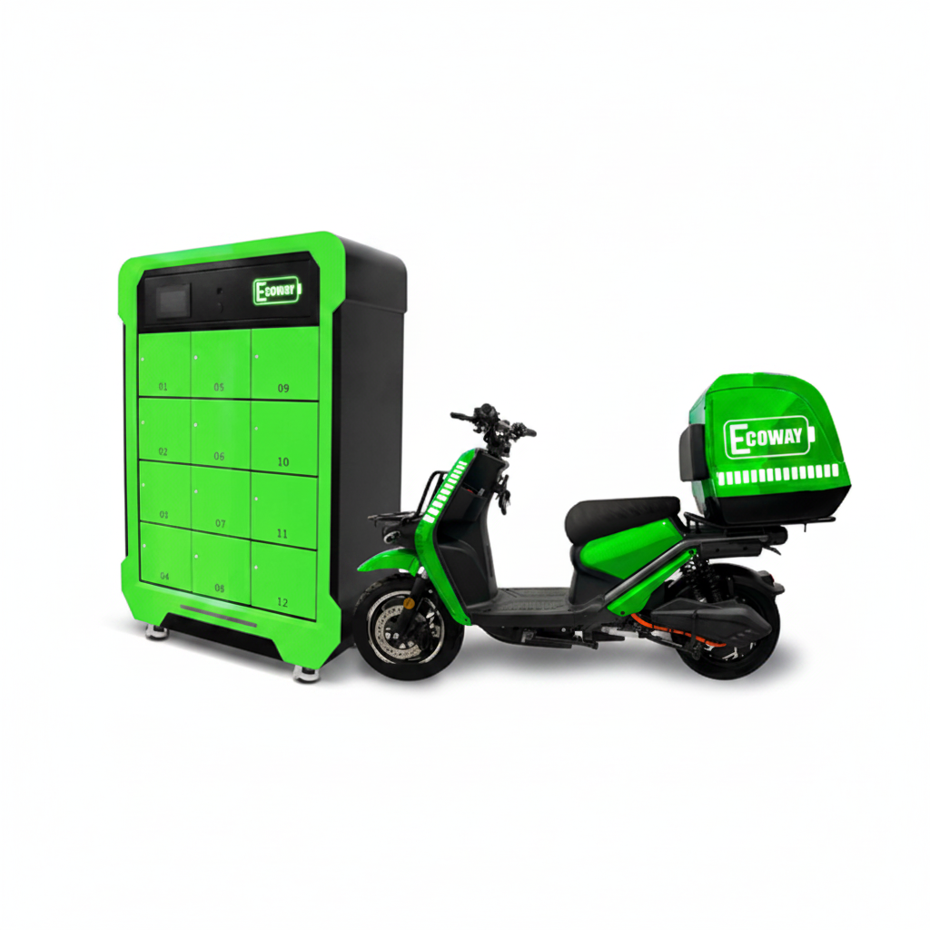 EcoWay Electric eBike delivery with Battery Charger Machines - green