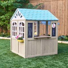 Children's Kidkraft Oceanfront Wooden Outdoor Playhouse with windows and drawing board
