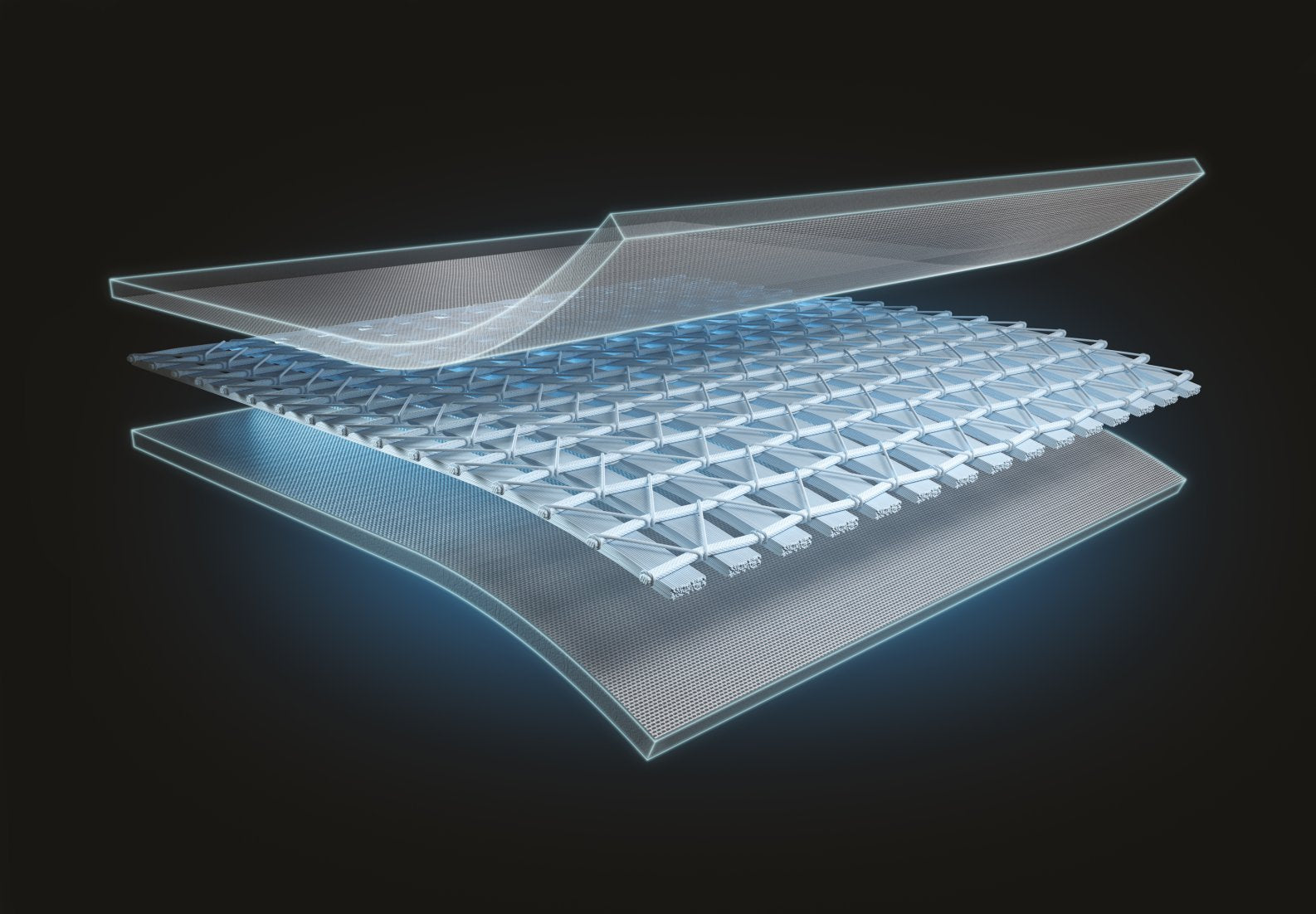 Close-up of a transparent electronic device with a grid pattern