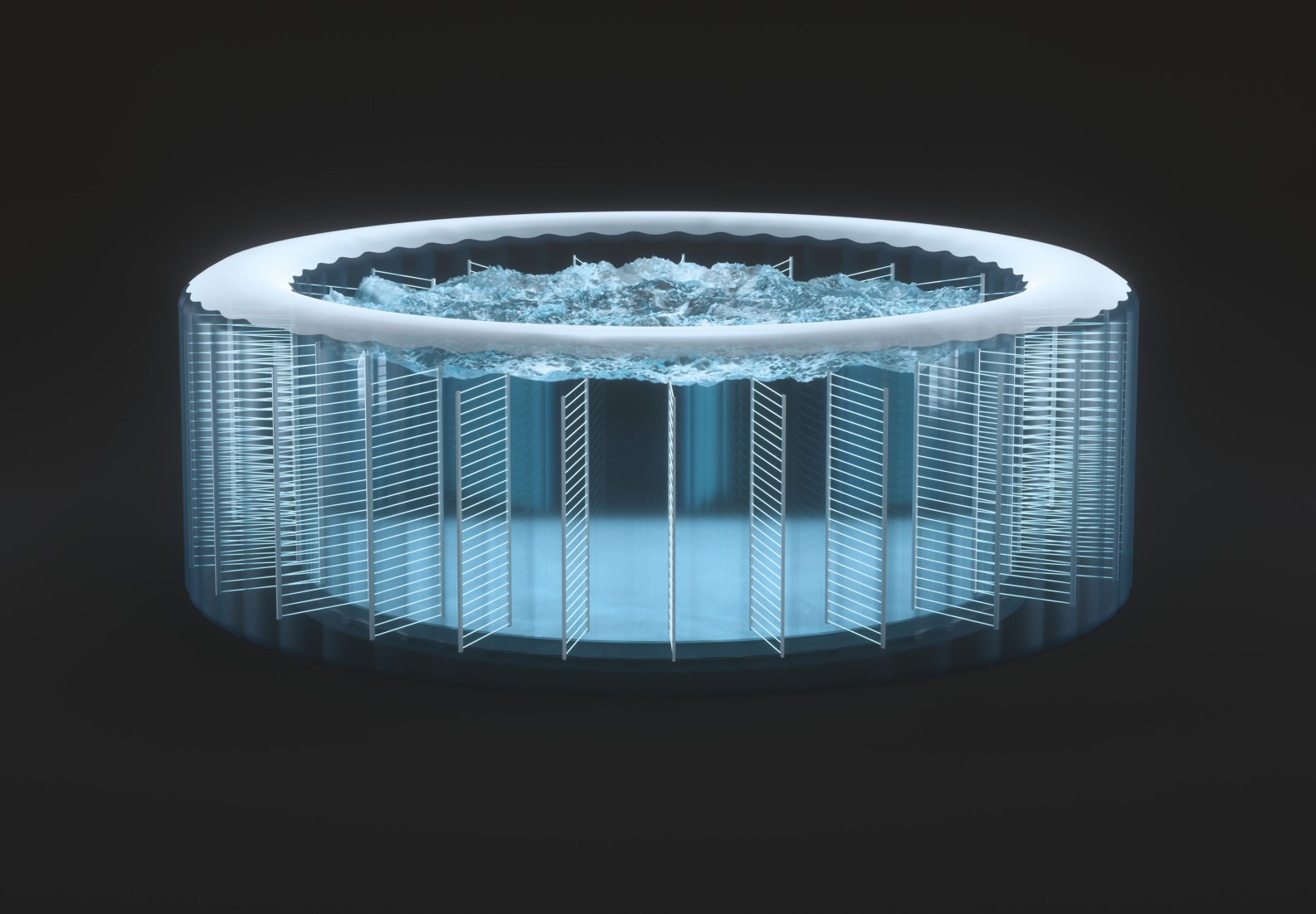 Circular pool with glass sides