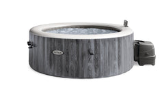 Inflatable hot tub with wooden texture design