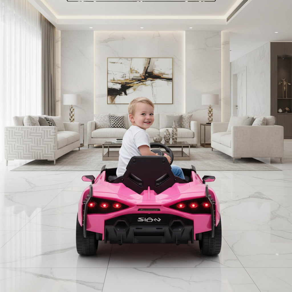 Pink Ride on Licensed Lamborghini Prime Sian Car Battery Operated 12V