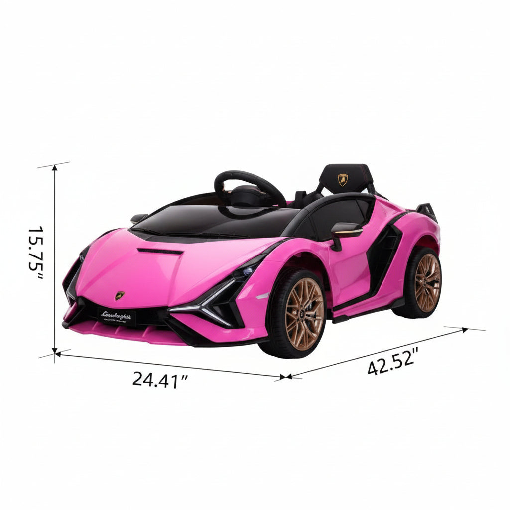 Pink toy car with size measurement 