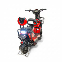 Back View of a red electric motorcycle 