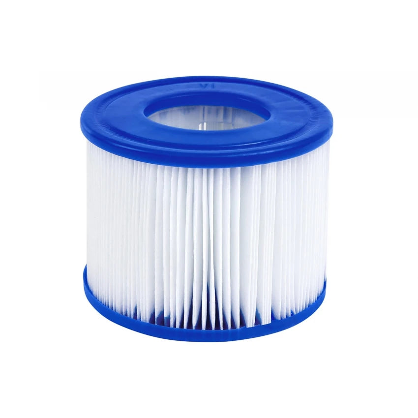 White filter cartridge with blue lid