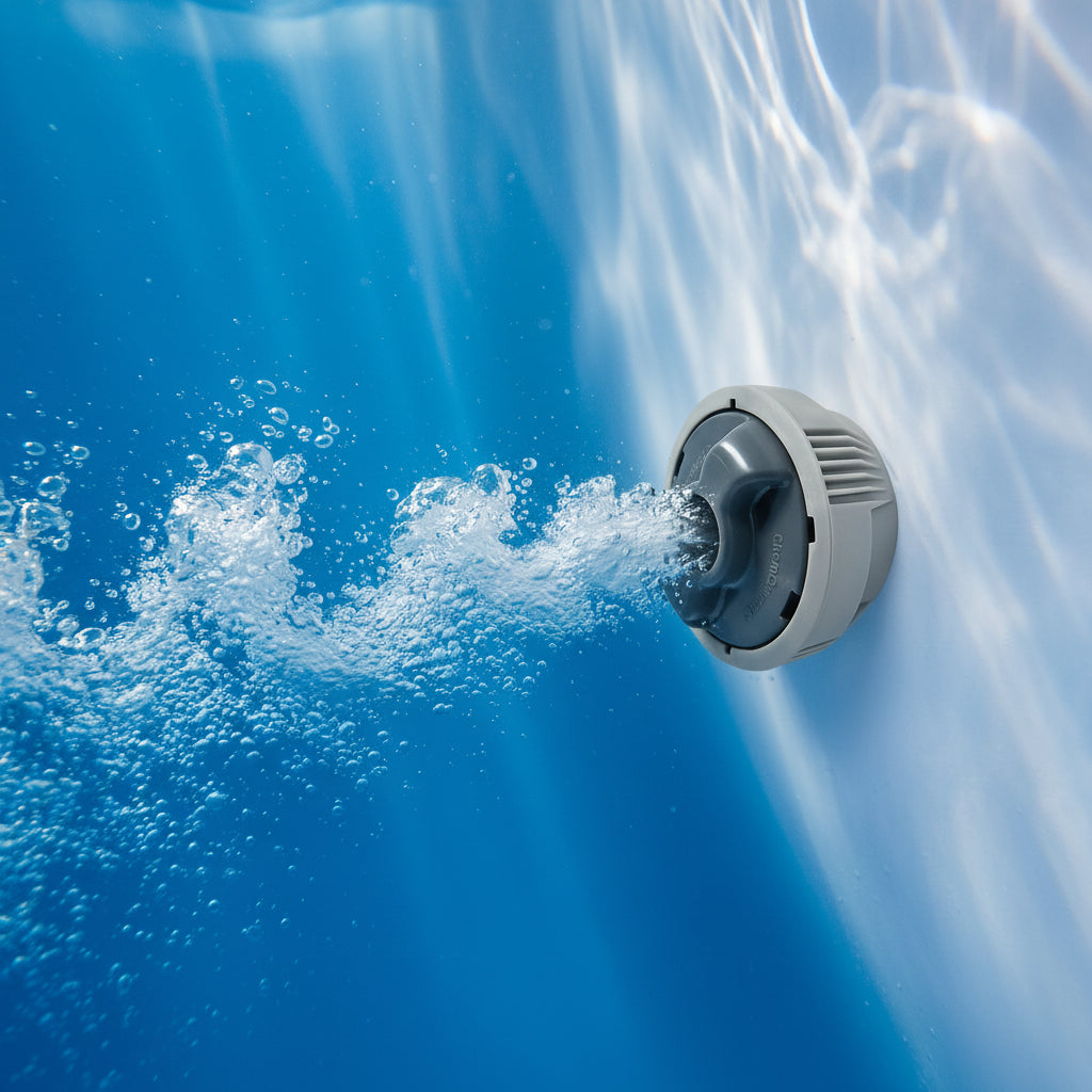 Pool pump impeller with water flowing around it