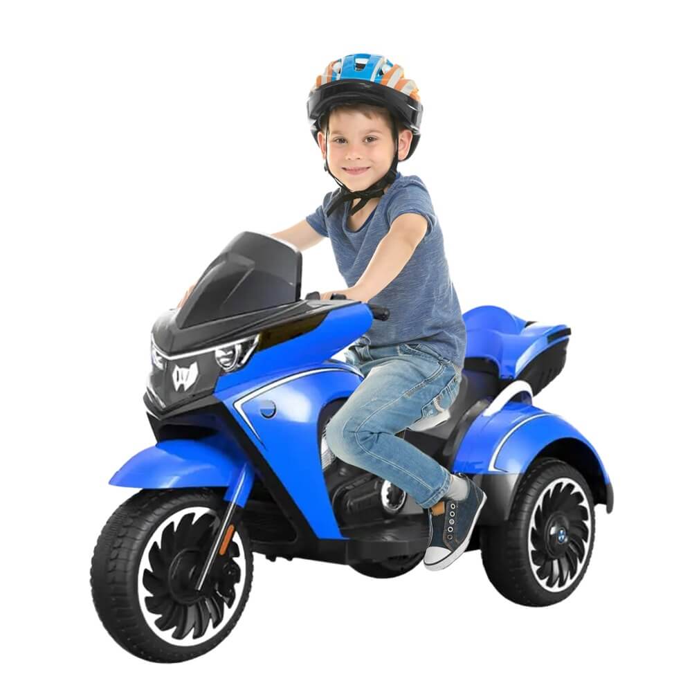 Megastar Ride on 12 v Blaster Kids Motorcycle trike -  BLUE