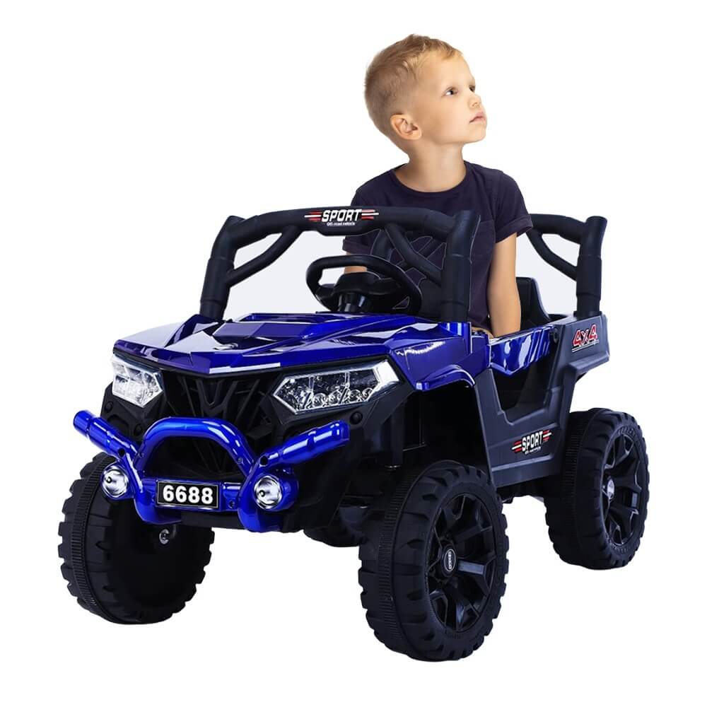 Megastar Ride on Boomer 12 v Mini Suv RC Double Drive Kids Electric Jeep-BLUE