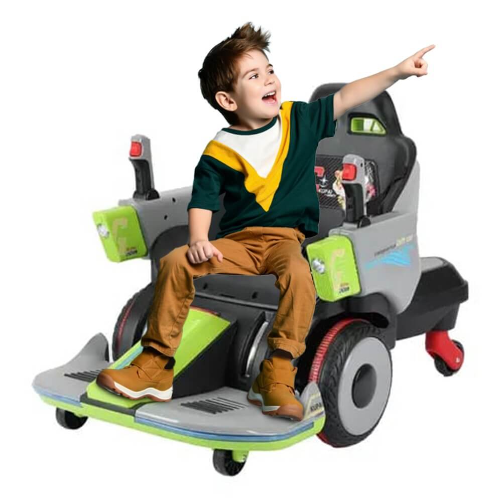 Megastar Kids Electric Ride-on Combat Water Bomber chair drift-Green