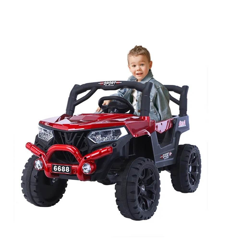 Megastar Ride on Boomer 12 v Mini Suv RC Double Drive Kids Electric Jeep-Red