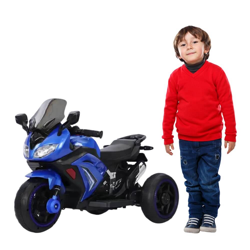 Megastar's Ride On 6v Alpha Turbocharged Children's Motorcycle Electric Trike- BLUE