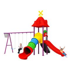Colourful playground set with slides and swings for Kids