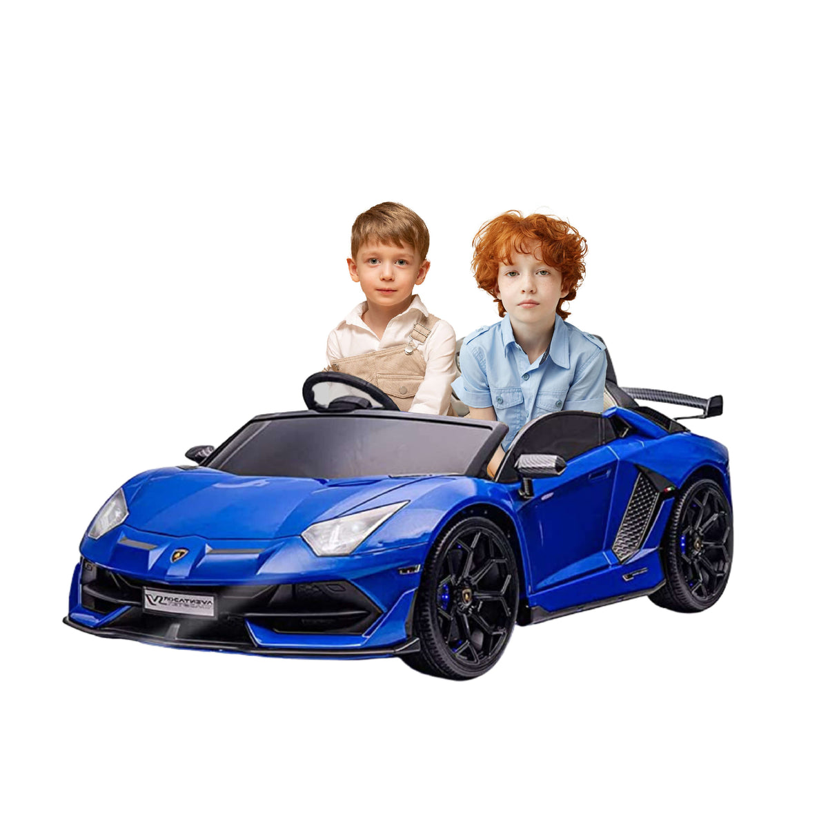 Megastar Ride on Licensed Lamborghini  XXL Big Kids 2 Seater Lamborghini Ride-On 24v Supercar_ Blue