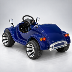 Back view of megawheels Royale Mini Electric Classic Car With wide Seats and alloy rim tyres 48 v battery