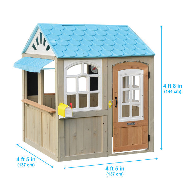 Children's playhouse with featuring dimensions 137X137X144