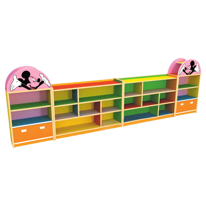 Colorful children's bookshelf with cartoon character design