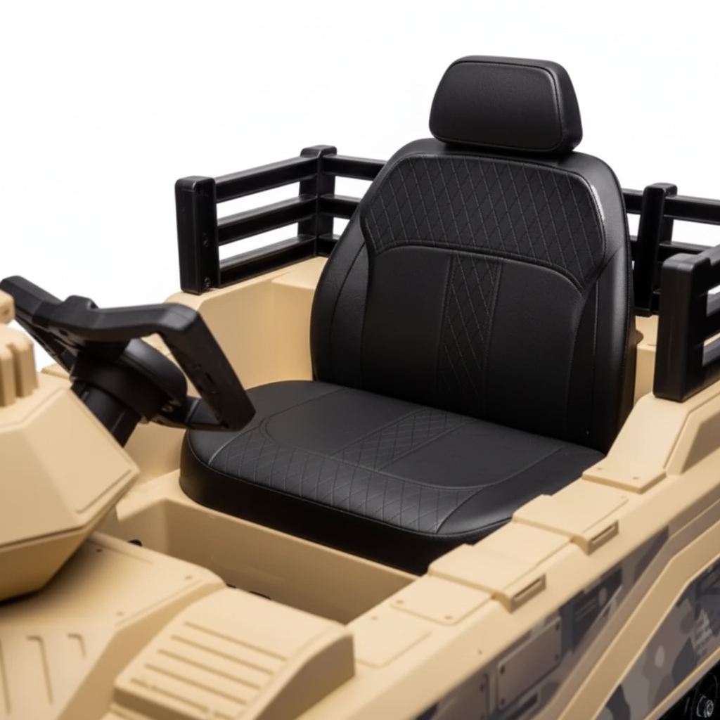 Close up of Kids Electric Rideon Ultimate Adventure Tank Car