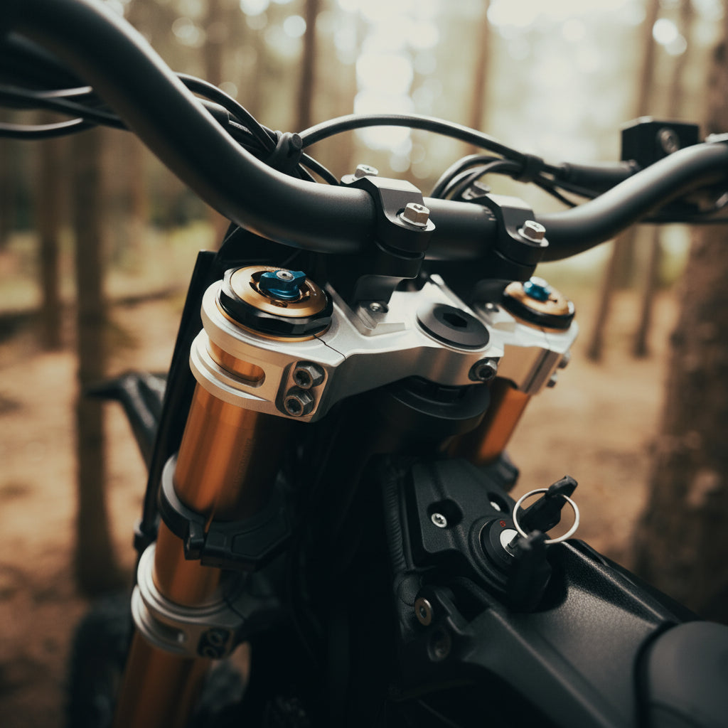 Close-up of a Pit Cross motorcycle handlebar