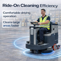 commercial ride on floor cleaning machine for warehouses