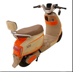 back side Kugoo T30 Electric Scooter with seat, 500W Motor & 50KM Range -orange and cream color